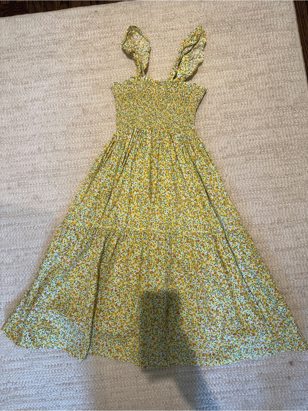 Tea Yellow Floral Smocked Sundress for Girls